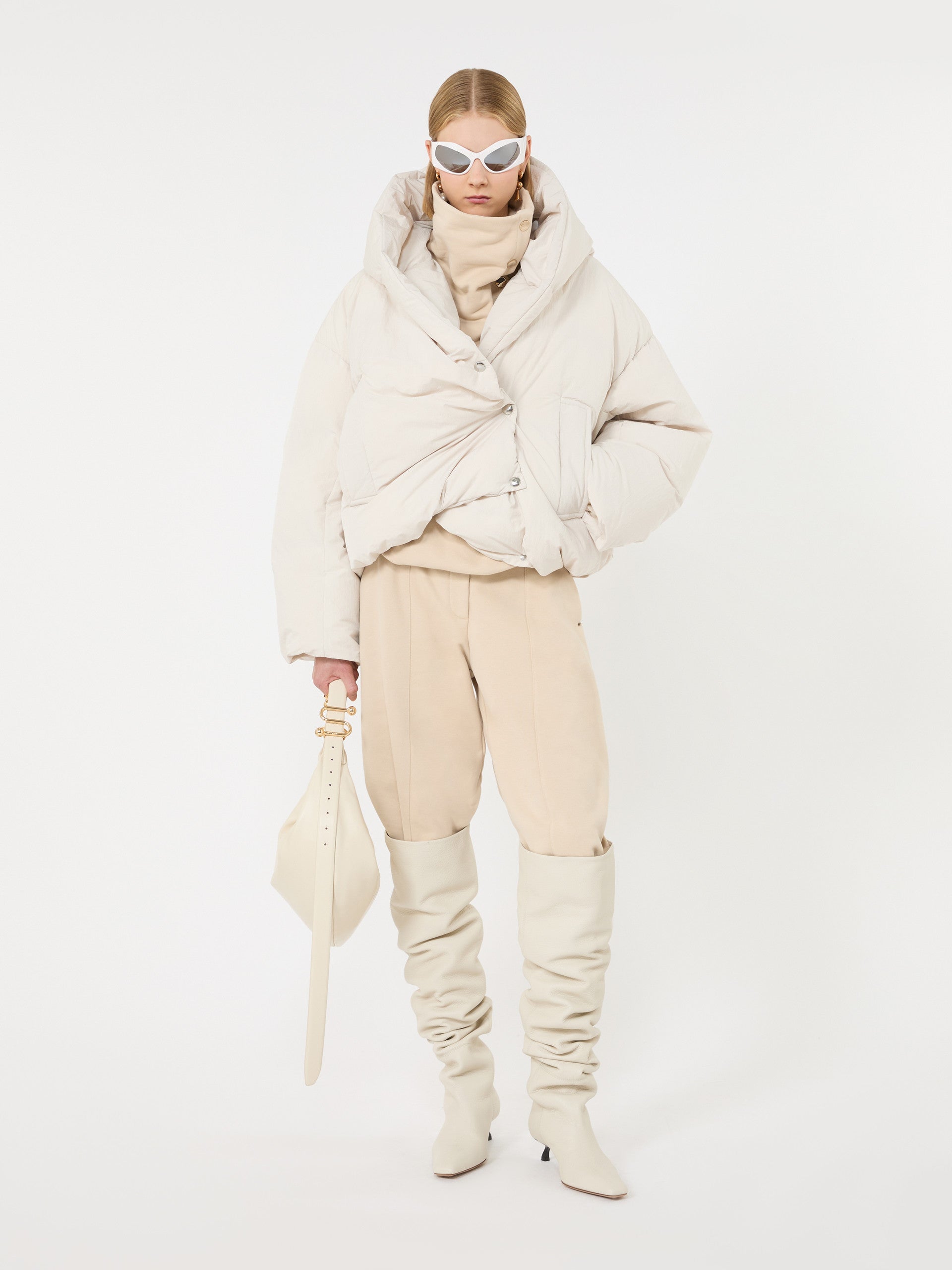max mara short crinkled fabric down jacket for women