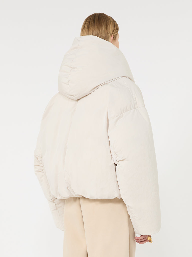 max mara short crinkled fabric down jacket