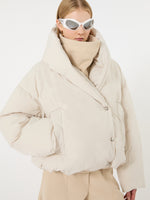 max mara short crinkled fabric down jacket for women