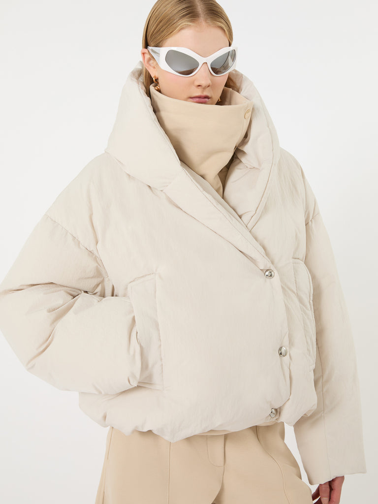 max mara short crinkled fabric down jacket