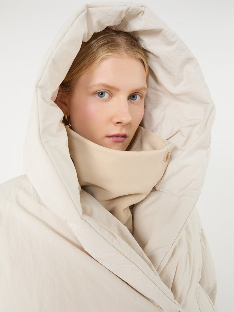 max mara short crinkled fabric down jacket