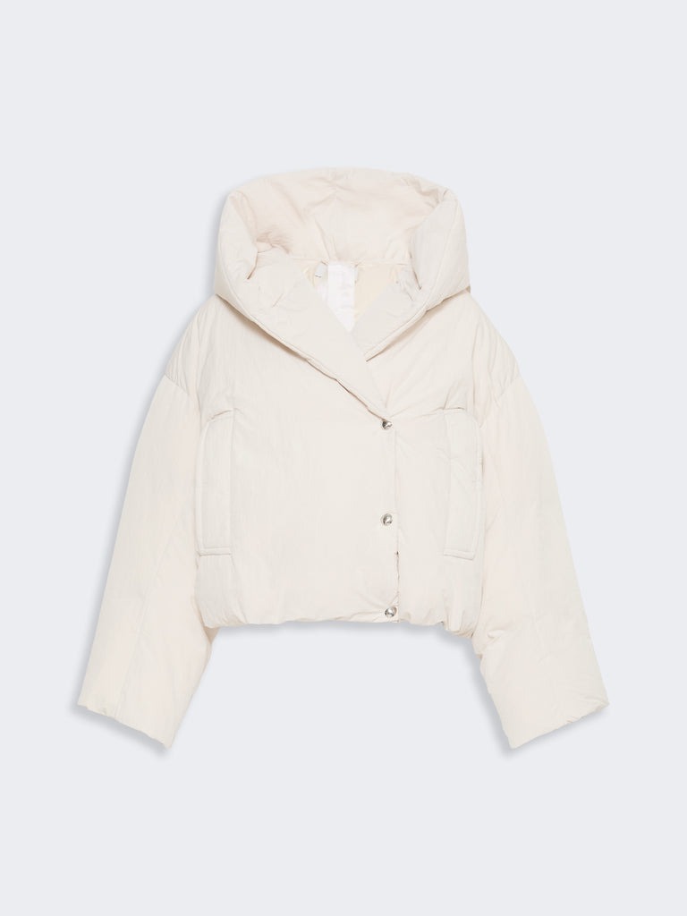 max mara short crinkled fabric down jacket