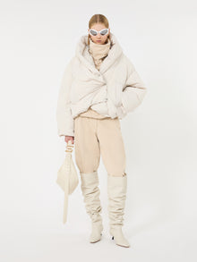 Short Crinkled Fabric Down Jacket for Women - Ivory - Max Mara UAE