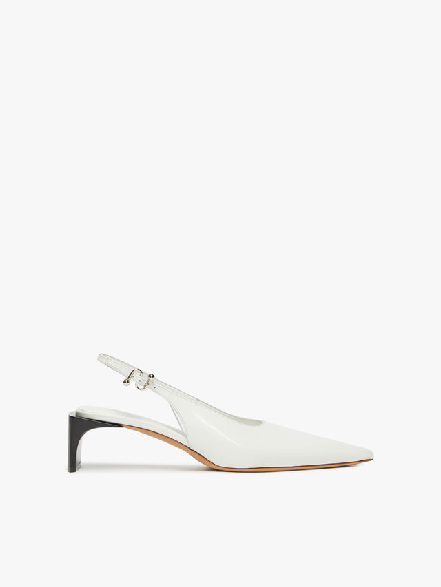 Low Slingbacks In Shiny Calfskin With A Pointed Toe for Women - White - Max Mara UAE