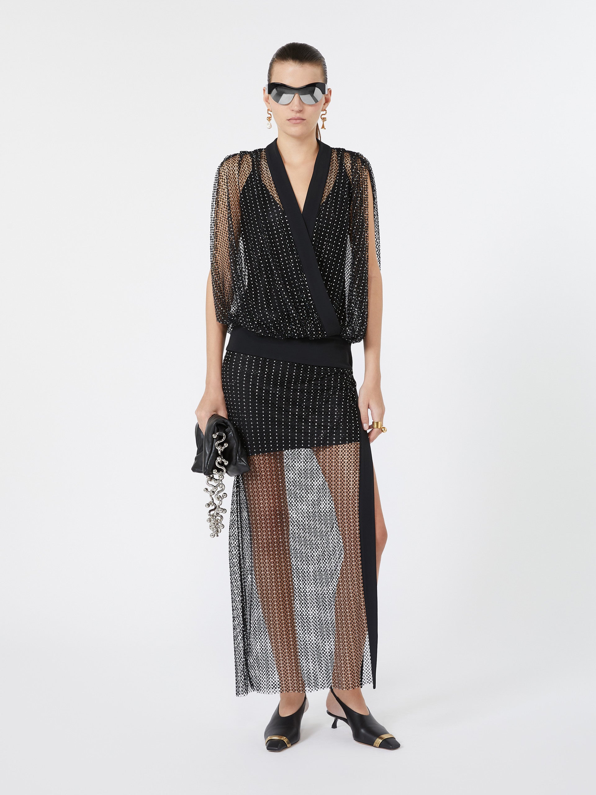 max mara long jersey and rhinestone dress for women