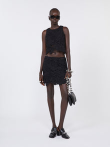 Floral Macramé Skirt for Women - Black - Max Mara UAE
