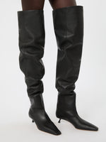 max mara thigh-high boot in deer-print calf leather for women