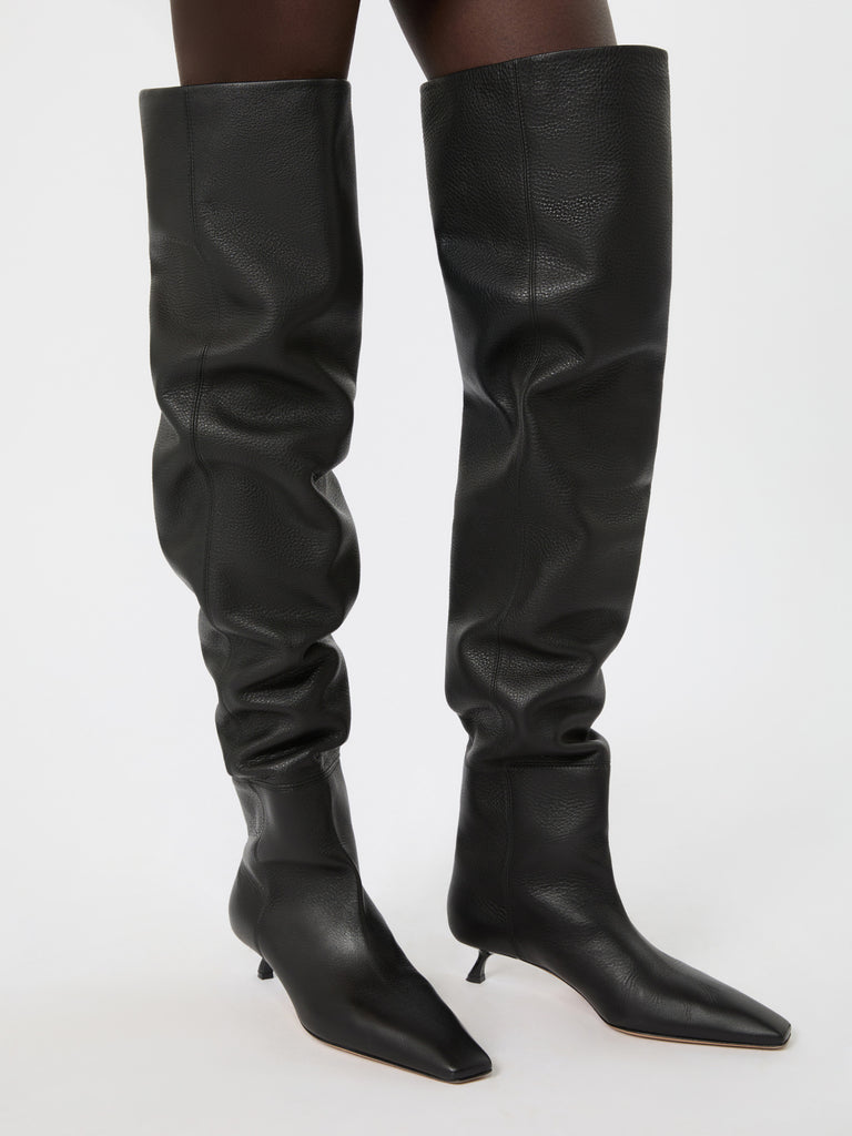 max mara thigh-high boot in deer-print calf leather