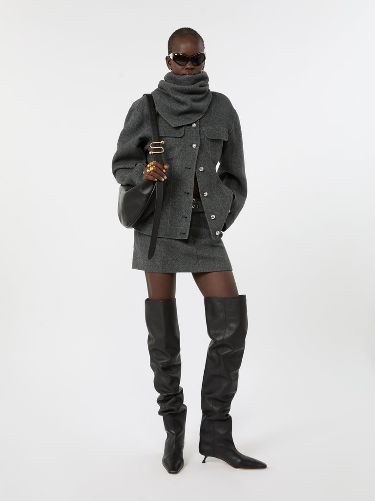 max mara thigh-high boot in deer-print calf leather