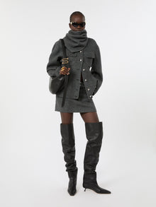 Thigh-High Boot In Deer-Print Calf Leather for Women - Black - Max Mara UAE