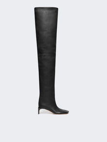 Thigh-High Calfskin Boots - Runway for Women - Black - Max Mara UAE