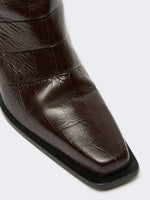 max mara crocodile-print calfskin thigh-high cowboy boots for women