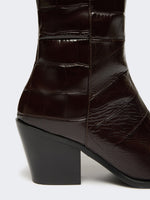 max mara crocodile-print calfskin thigh-high cowboy boots for women