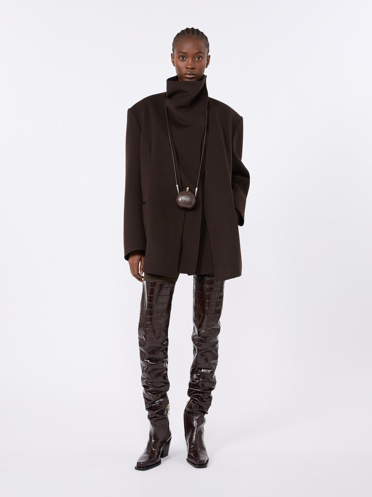 max mara crocodile-print calfskin thigh-high cowboy boots