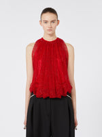 Mesh Top With Crystals for Women - Red - Max Mara UAE