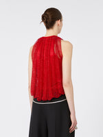 Mesh Top With Crystals for Women - Red - Max Mara UAE