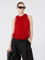 Mesh Top With Crystals for Women - Red - Max Mara UAE