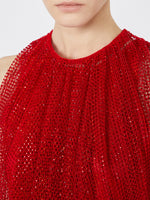Mesh Top With Crystals for Women - Red - Max Mara UAE