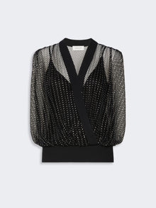 max mara rhinestone-detail sleeveless mesh jersey top for women