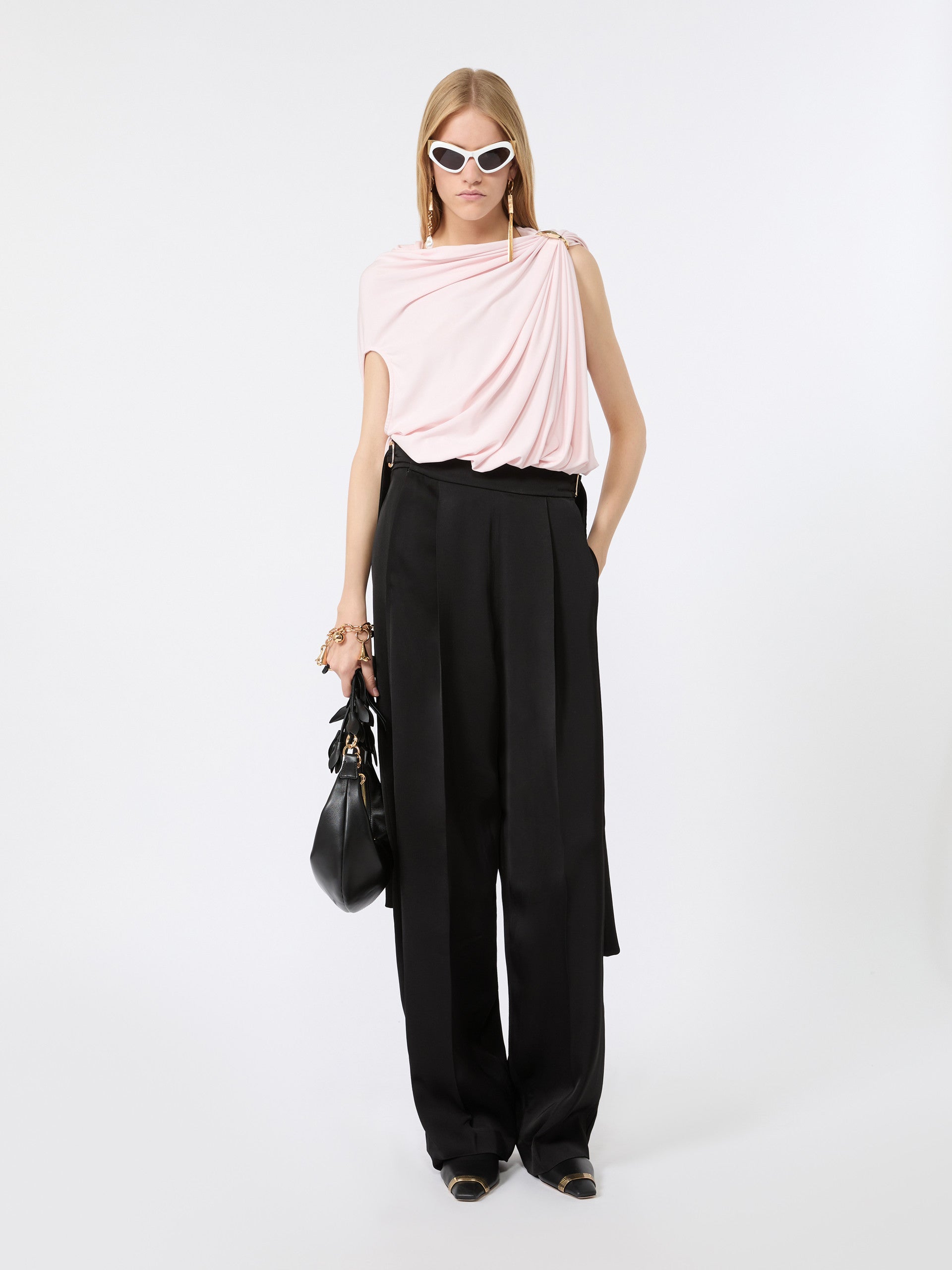 max mara draped fluid jersey top for women
