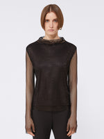 Mesh T-Shirt With Rhinestones for Women - Black - Max Mara UAE