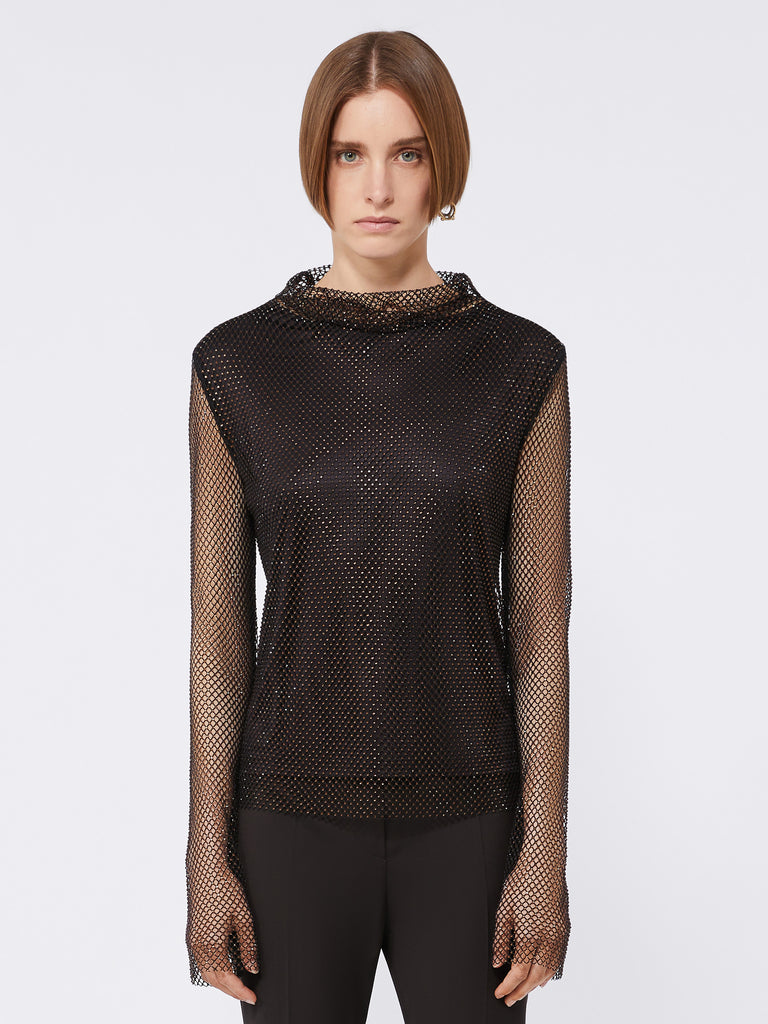 max mara mesh t-shirt with rhinestones