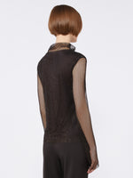 Mesh T-Shirt With Rhinestones for Women - Black - Max Mara UAE