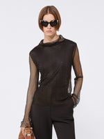 Mesh T-Shirt With Rhinestones for Women - Black - Max Mara UAE