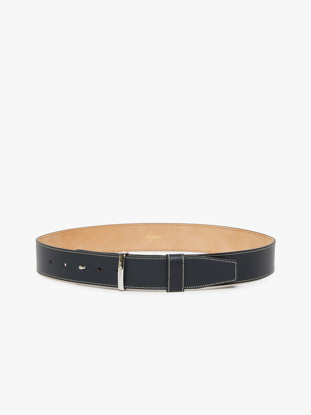 Leather Twin-Fastening Belt for Women - Ultramarine - Max Mara UAE