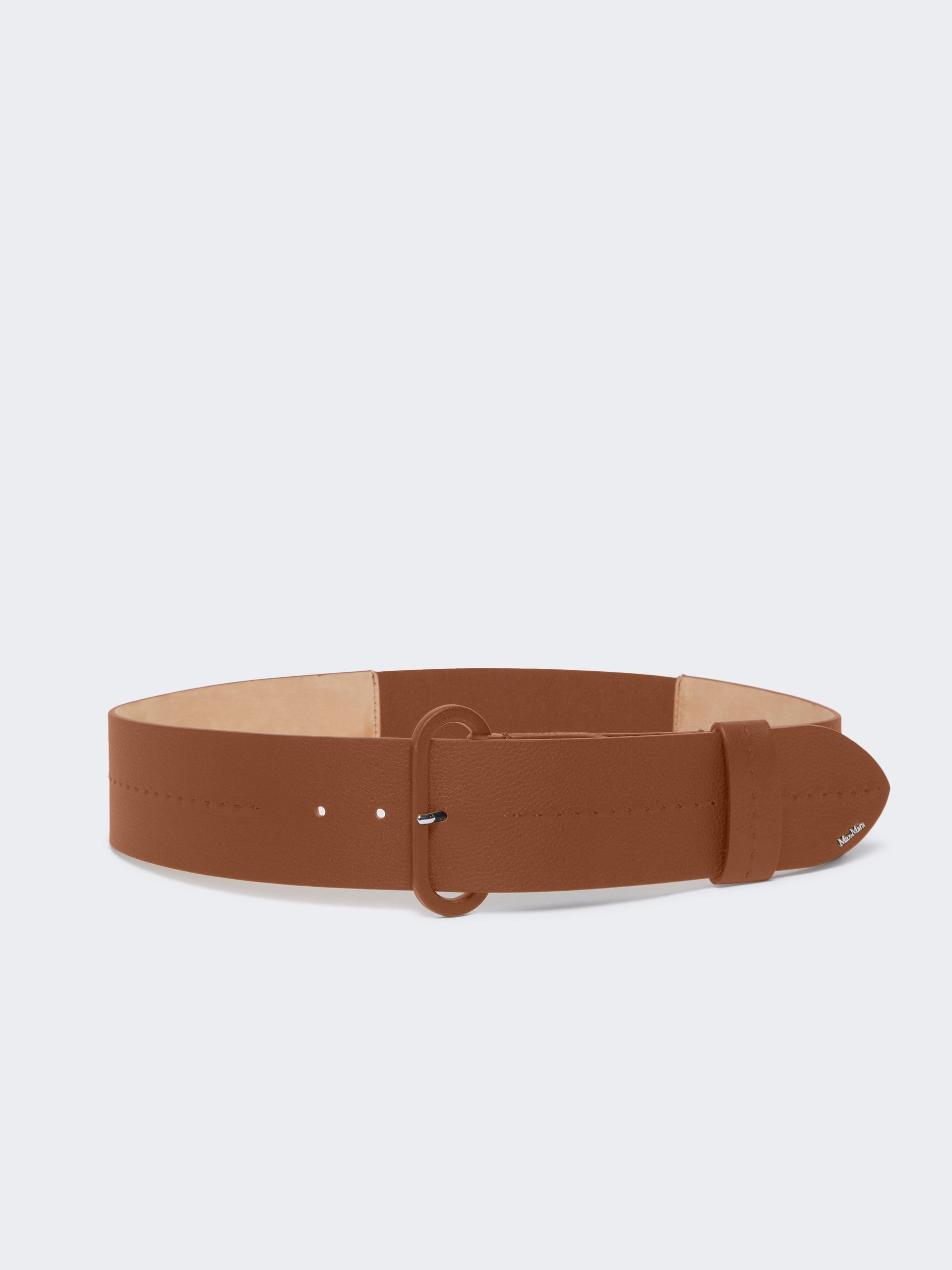 Semi-Glossy Leather Belt for Women - Amber Brown - Max Mara UAE