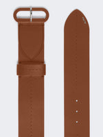 Semi-Glossy Leather Belt for Women - Amber Brown - Max Mara UAE