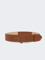 Semi-Glossy Leather Belt for Women - Amber Brown - Max Mara UAE