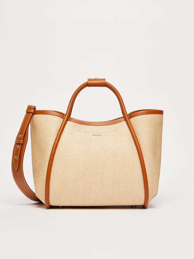 Small Raffia-Look Fabric Marine Bag for Women - Mustard - Max Mara UAE