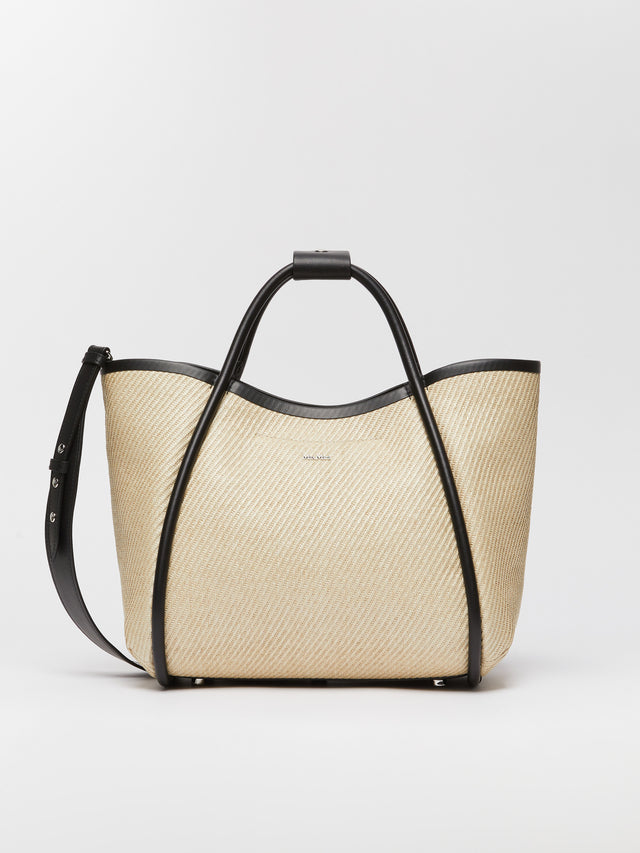 Small Raffia-Look Fabric Marine Bag for Women - Ice - Max Mara UAE