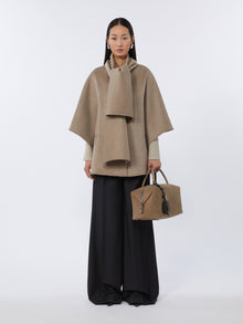 Large Nubuck Leather Boston Bag for Women - Turtledove - Max Mara UAE