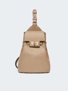 Leather, One-Shoulder Margaux Backpack for Women - Mud - Max Mara UAE