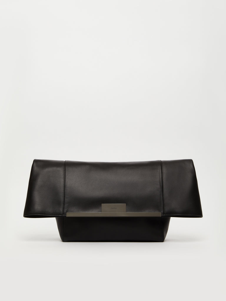 max mara large natural leather clutch bag