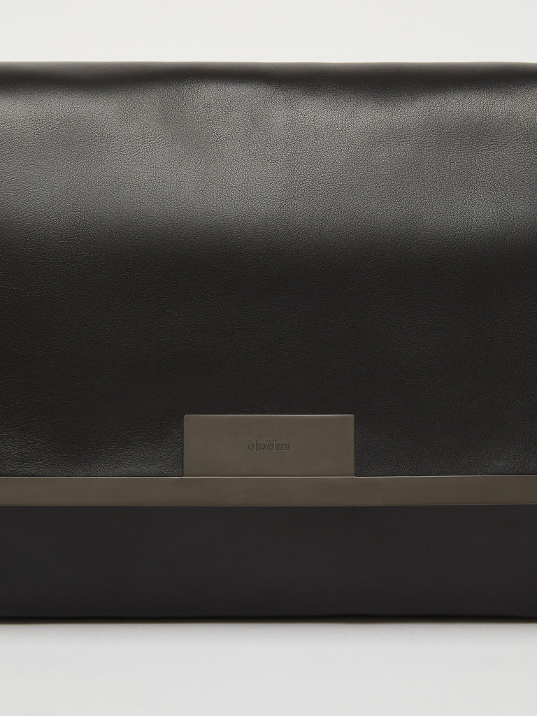 max mara large natural leather clutch bag