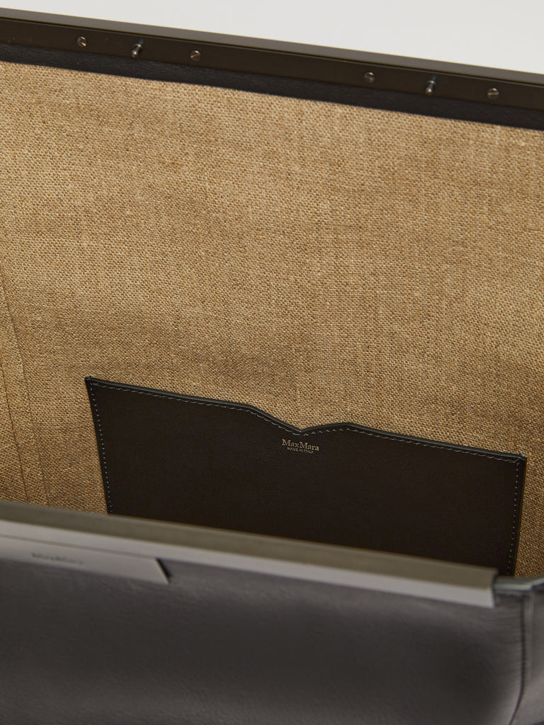 max mara large natural leather clutch bag