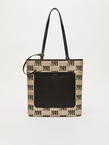 Jacquard raffia tote bag