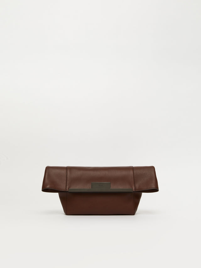 Small Natural Leather Clutch Bag for Women - Cocoa - Max Mara UAE