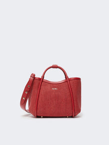 Extra-Small Raffia-Look Basketweave Marine Bag for Women - Red - Max Mara UAE