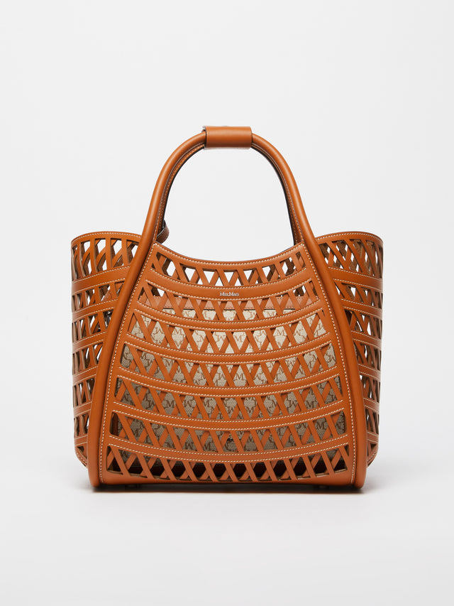 Woven Leather Small Marine Bag for Women - Light Brown - Max Mara UAE