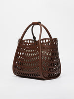 Woven Leather Small Marine Bag for Women - Dark Brown - Max Mara UAE