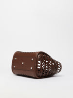 Woven Leather Small Marine Bag for Women - Dark Brown - Max Mara UAE