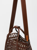Woven Leather Small Marine Bag for Women - Dark Brown - Max Mara UAE
