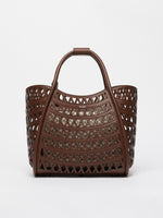Woven Leather Small Marine Bag for Women - Dark Brown - Max Mara UAE