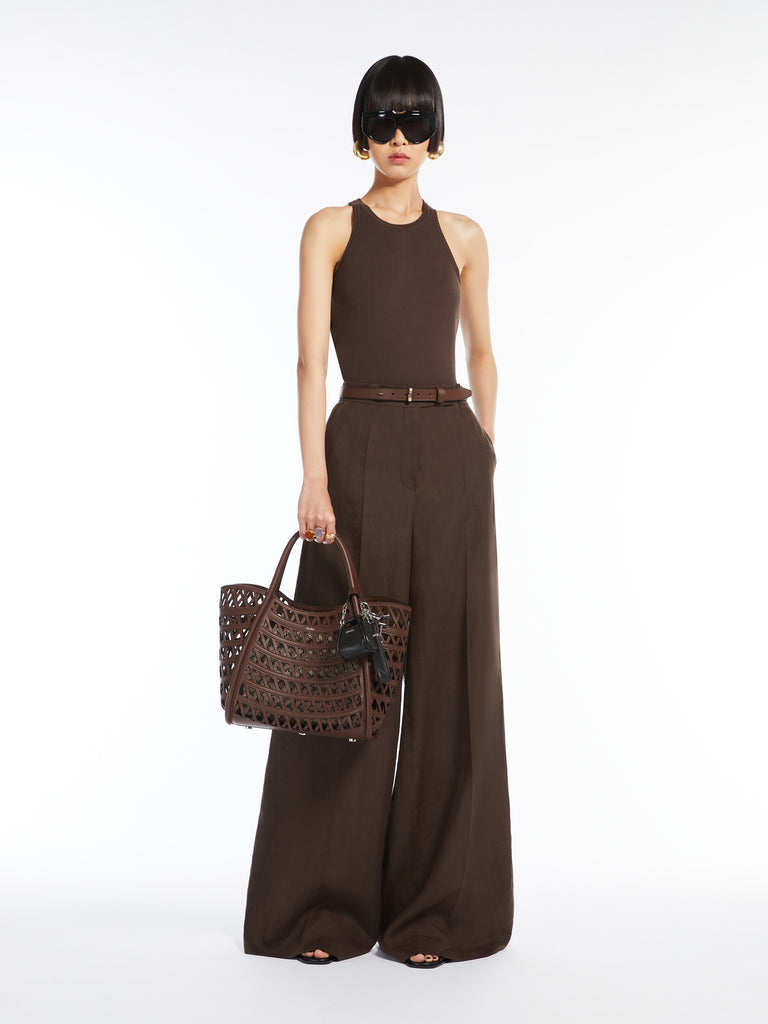 max mara woven leather small marine bag