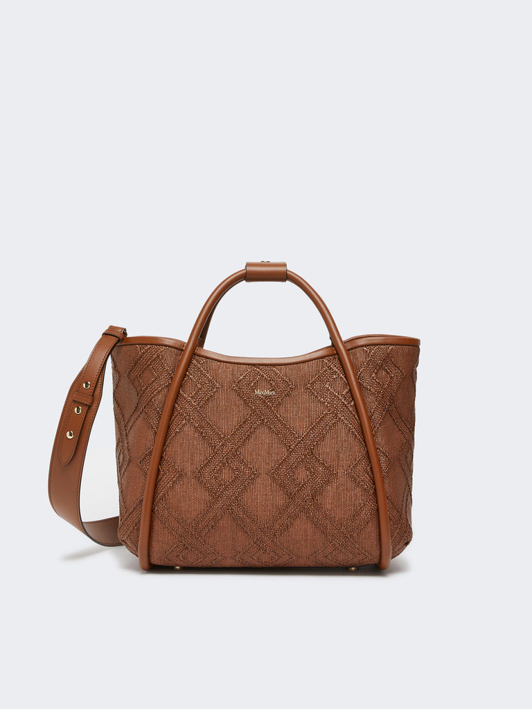max mara small marine bag in diamond-patterned basketweave