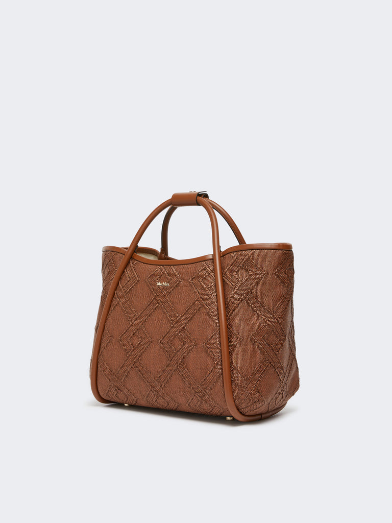 max mara small marine bag in diamond-patterned basketweave